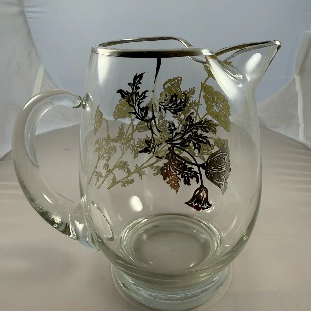 Vintage Silver City Glass Company Pitcher in Flanders Poppy Pattern